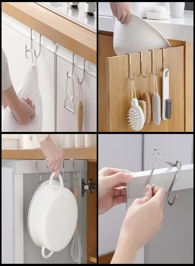 AARUX Over The Door Drawer & Cabinet Hook, Heavy-Duty Stainless Steel Double Hook Hanger for Kitchen, Bathroom & Closet, Rust-Resistant, No-Drill Organizer for Towels, Utensils, Bags & Accessories (1) - Image 2
